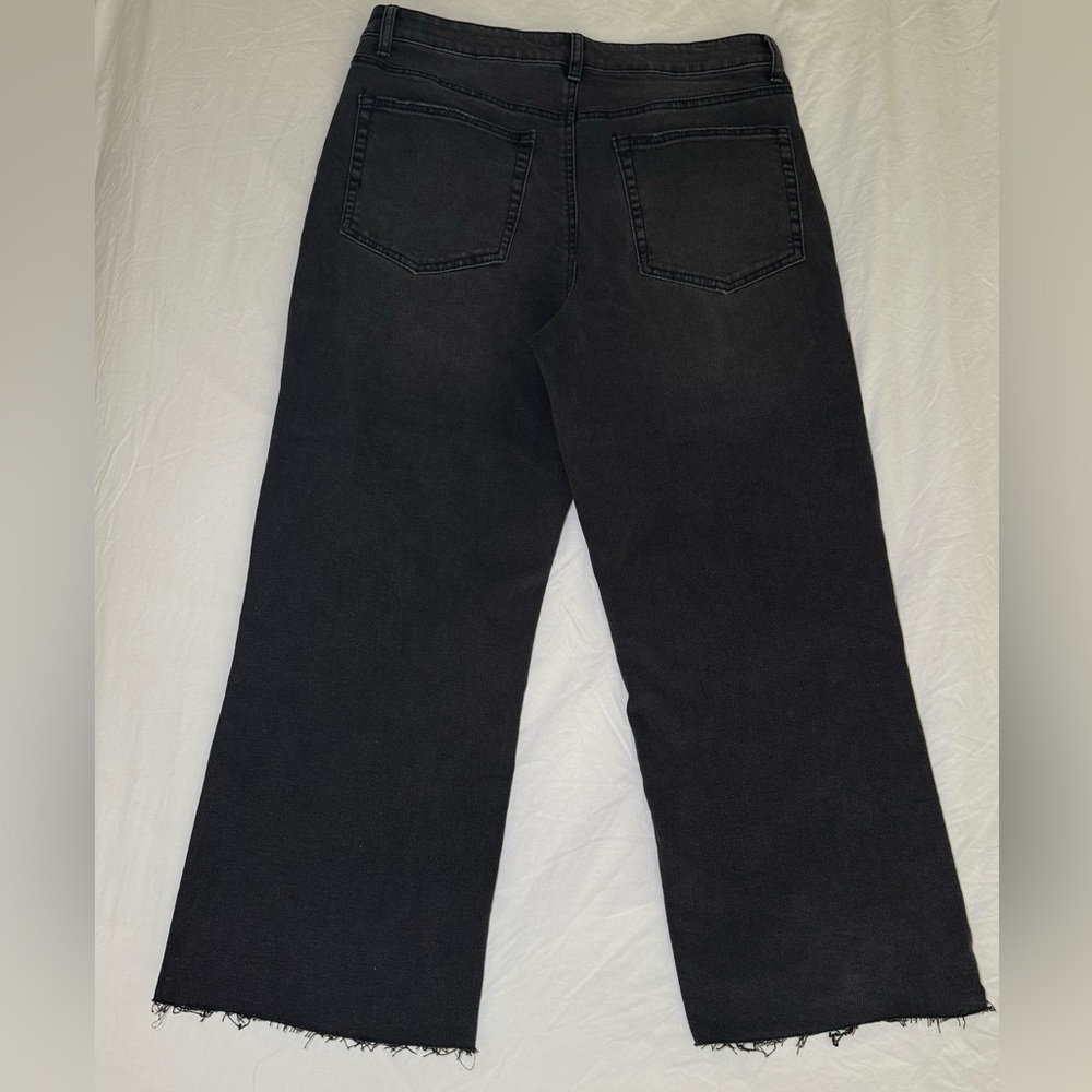 NWOT Jeans And Now This High Waist Wide-Leg Rip Crop Black Wash Size 31 Vintage - Picture 12 of 16